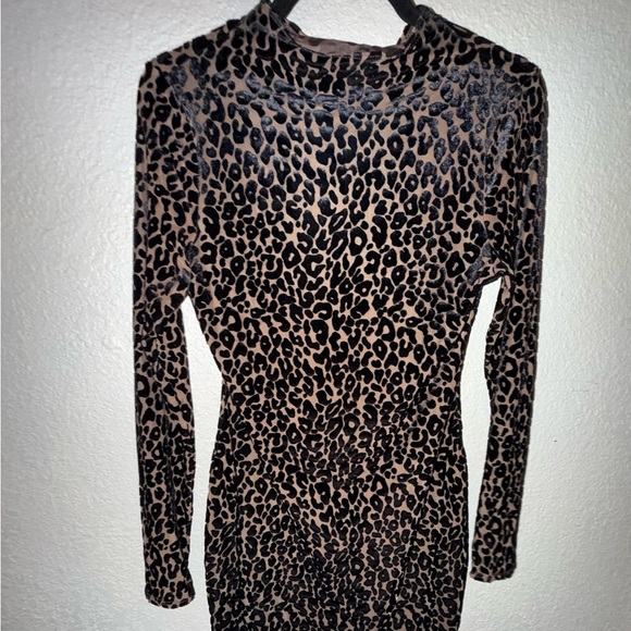 NEW WITH TAGS NAKED WARDROBE  Burnout Print Mini Dress Leopard Nude SIZE XL LP - Picture 6 of 7